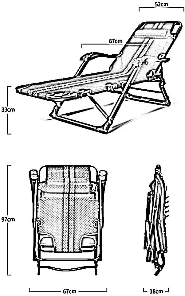 Camping Chairs Garden Loungers Folding Chair Deck Chair Recliner, Folding Sun Lounger - Office Sleep Multi-Function Adjustable Back Portable Beach Lazy Chair 178x65x33cm (Color, C),A