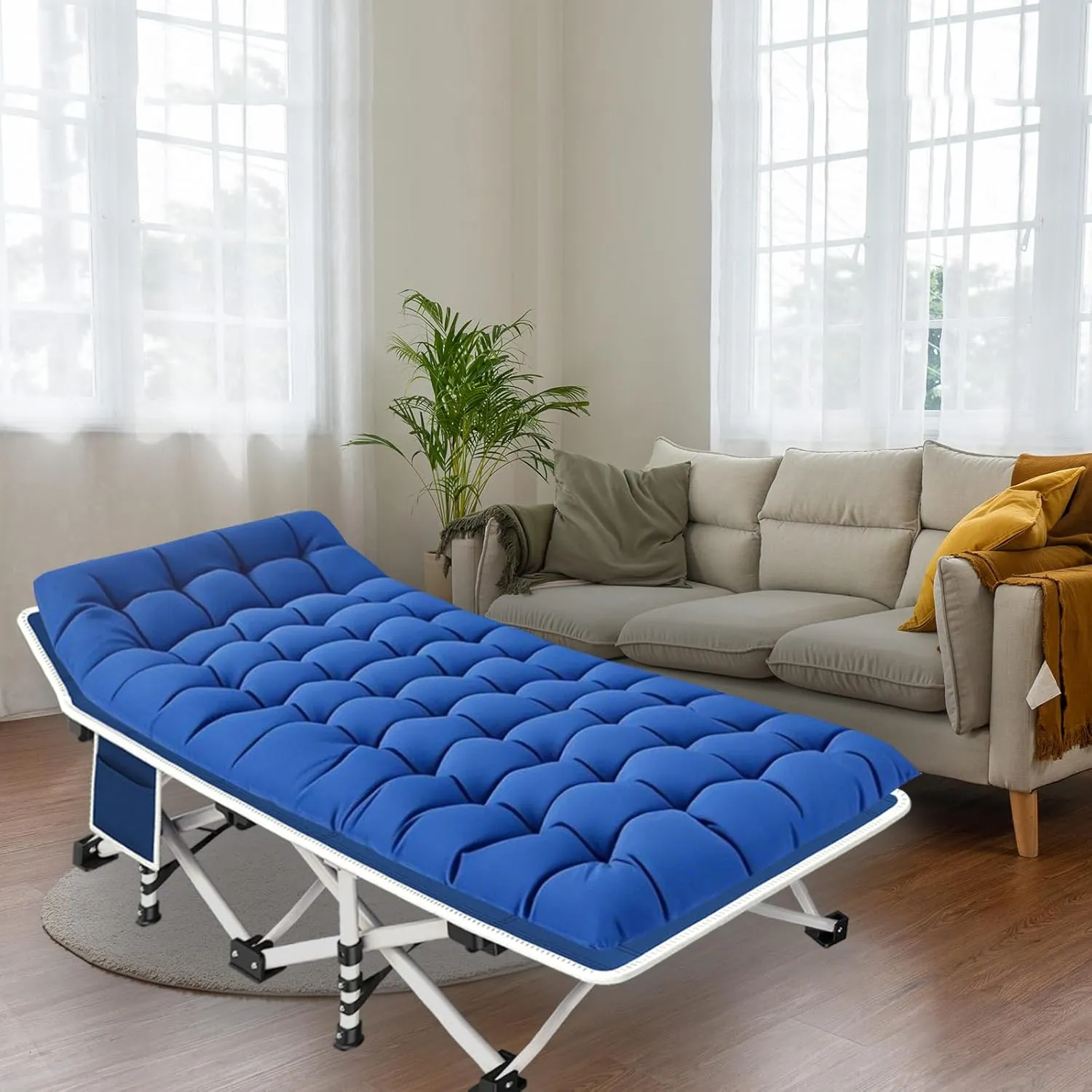 Camping Cot with Comfortable Mattress Cots for Sleeping Folding Cot Heavy Duty as Guest Bed with Carry Bag for Adults Home Camping Nap Vacation Outdoor
