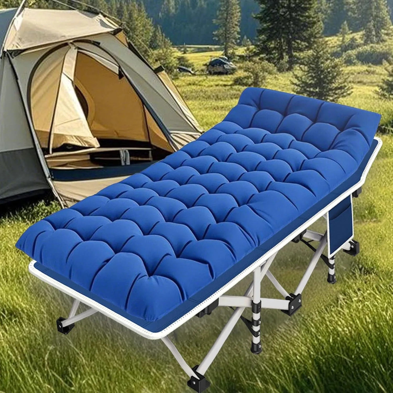 Camping Cot with Comfortable Mattress Cots for Sleeping Folding Cot Heavy Duty as Guest Bed with Carry Bag for Adults Home Camping Nap Vacation Outdoor
