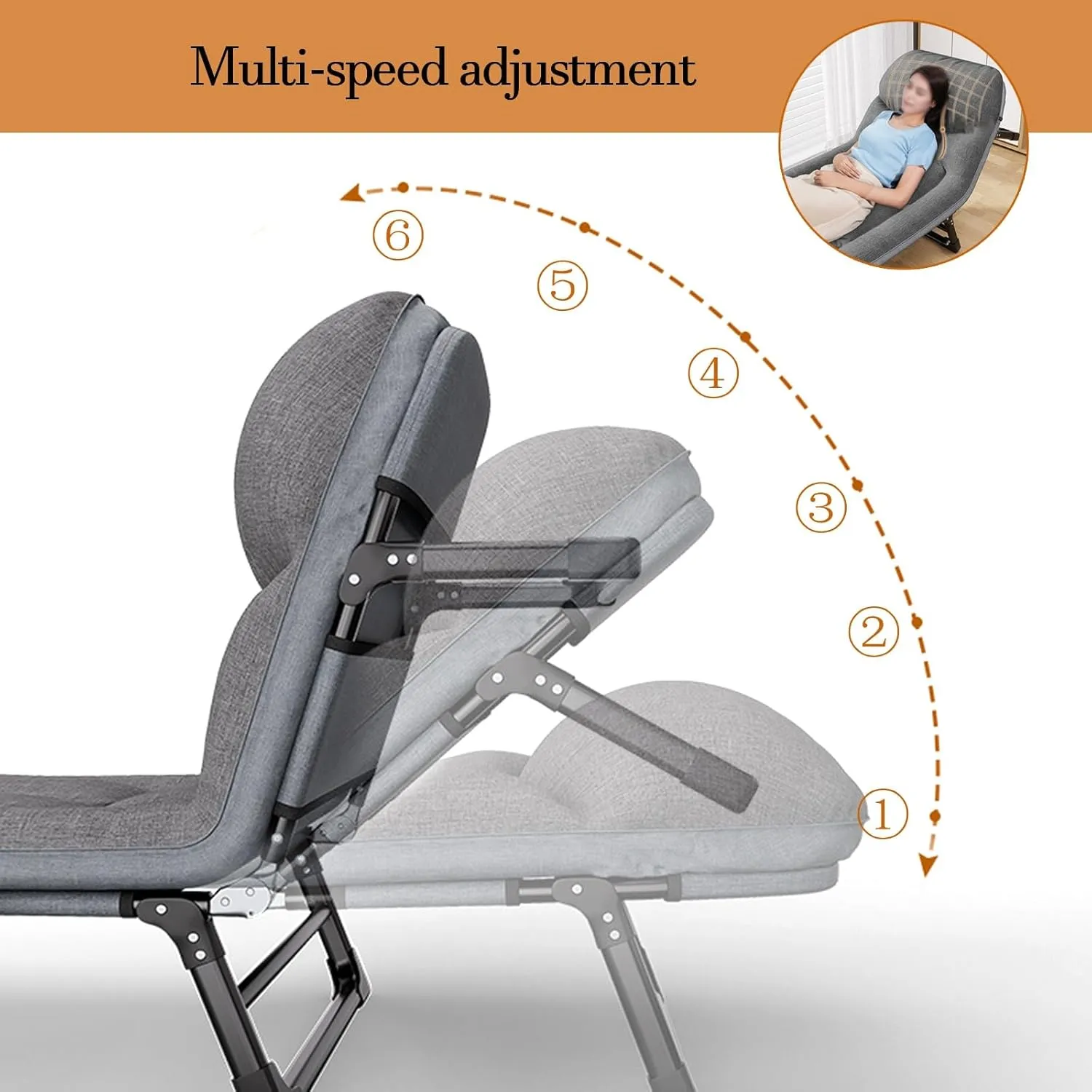 Camping Cots for Adults, 6 Positions Adjustable, Folding Camping Cot, Outdoor Portable Chaise Lounge Chair for Home Nap Beach Travel(180 * 66 * 30cm/70.9 * 26 * 11.8in)