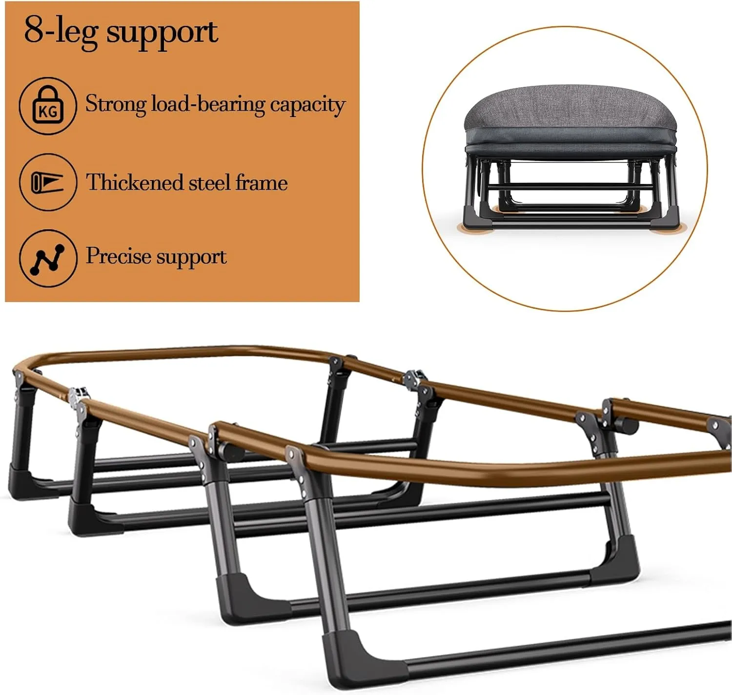 Camping Cots for Adults, 6 Positions Adjustable, Folding Camping Cot, Outdoor Portable Chaise Lounge Chair for Home Nap Beach Travel(180 * 66 * 30cm/70.9 * 26 * 11.8in)