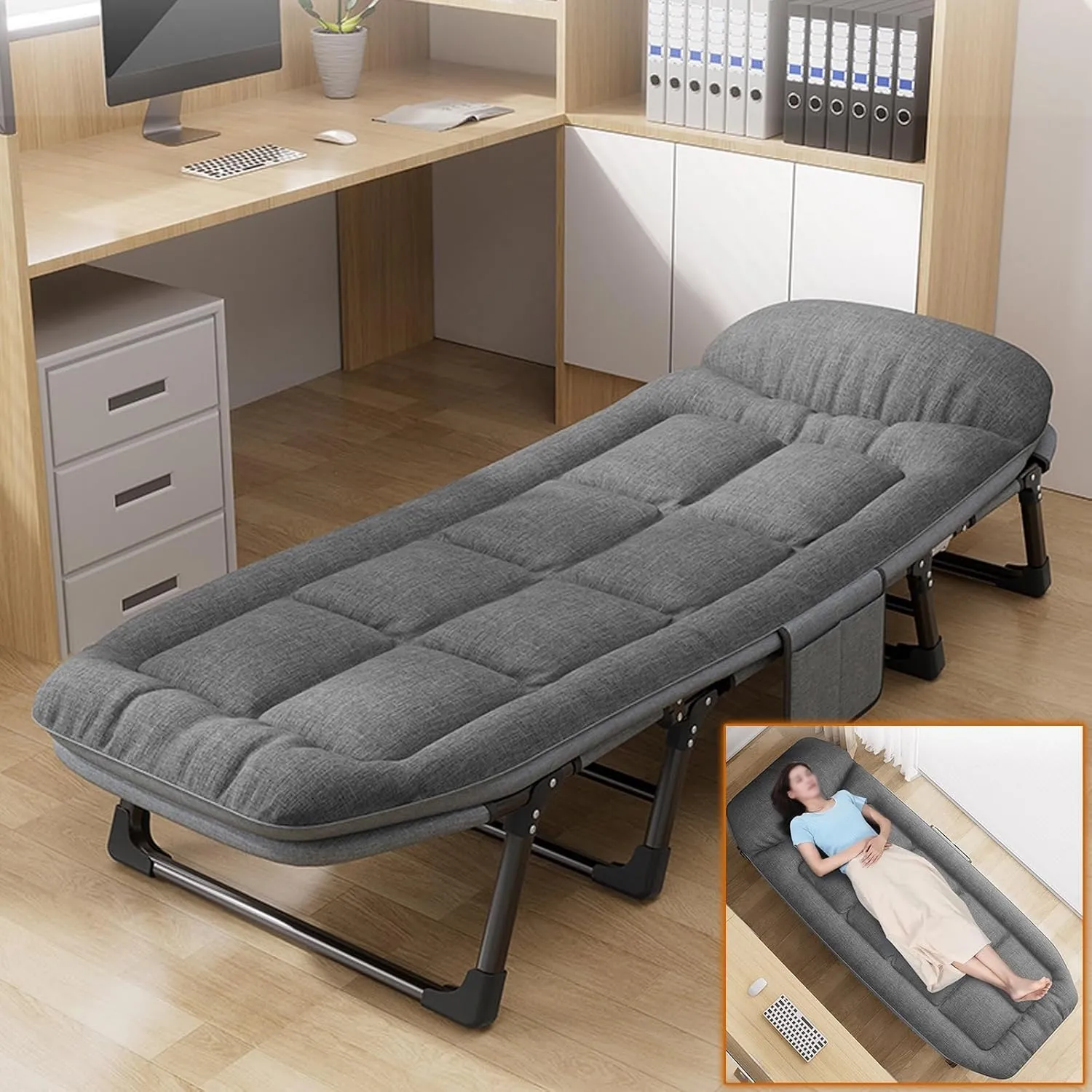 Camping Cots for Adults, 6 Positions Adjustable, Folding Camping Cot, Outdoor Portable Chaise Lounge Chair for Home Nap Beach Travel(180 * 66 * 30cm/70.9 * 26 * 11.8in)
