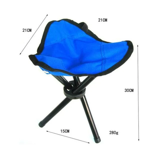 Camping Hiking Fishing Picnic Foldable Stool Tripod Chair - Blue