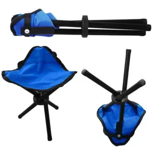 Camping Hiking Fishing Picnic Foldable Stool Tripod Chair - Blue