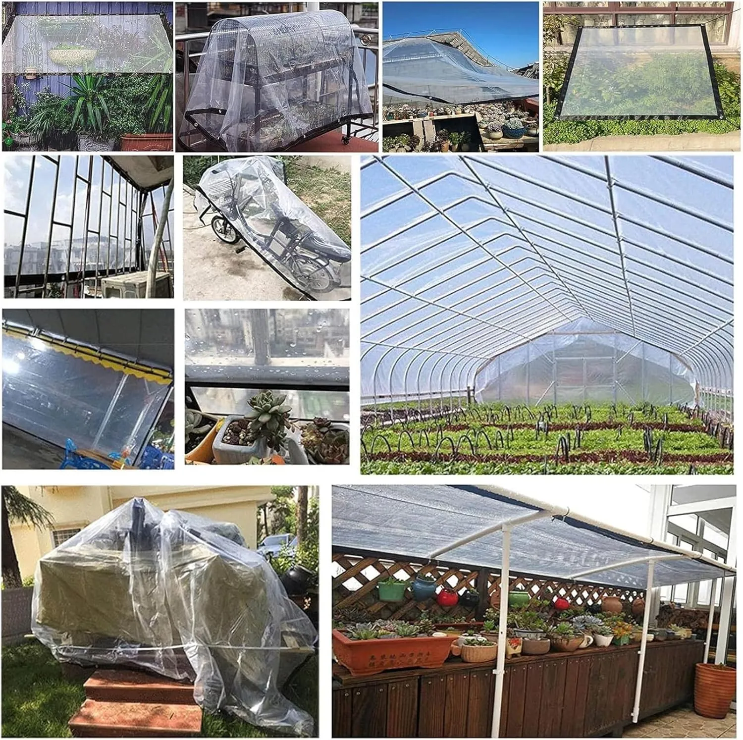 Camping Outdoor Rain Tarps,Tarpaulin Transparent of Patio,2 * 3m 4 * 6m 6 * 10m 20 * 20m Clear Plastic Tarp,for Patio Pergola Garden Canopy(7x13 ft(2x4m))