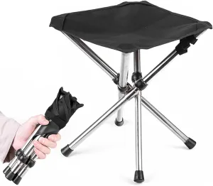 Camping Stool 12.2'' High Folding Camp Stool 220lbs Heavy Loading Tripod Chair Portable Wear-Resistant Fishing Stool Folding Chair for Outdoor Walking Hiking Travel S