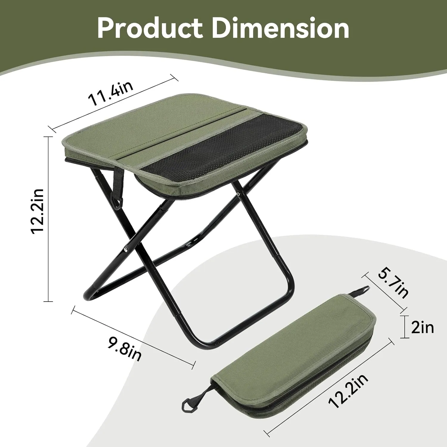 Camping Stool 2 Pack,13.5 Inch Collapsible Folding Portable Retractable Telescoping Foldable Stool for Adults Outdoor Camping Fishing Hiking Carrying Straps(Green).