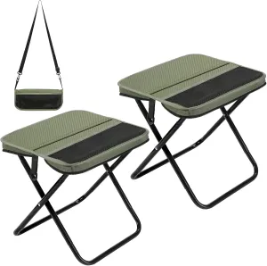 Camping Stool 2 Pack,13.5 Inch Collapsible Folding Portable Retractable Telescoping Foldable Stool for Adults Outdoor Camping Fishing Hiking Carrying Straps(Green).