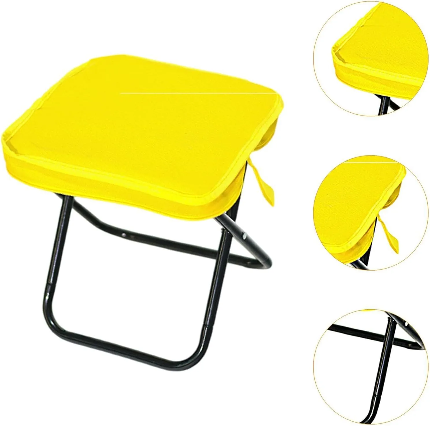 Camping Stool Folding Chair Compact Zipper Handbag Folding Stool Outdoor Footstool for Concert Barbecue Patio Fishing Garden, Yellow
