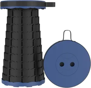 Camping Stool, Portable Foldable Telescopic Stool, Height Adjustable Telescopic Folding Stool, Outdoor Folding Stool for Fishing Hiking BBQ (Blue)