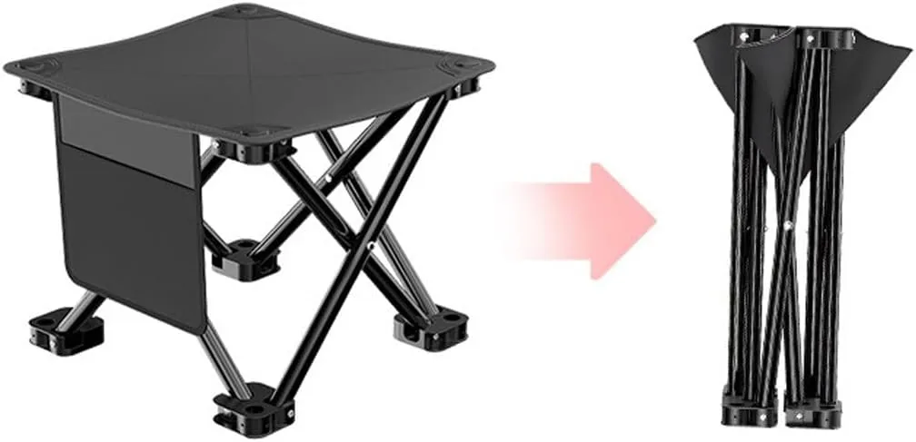 Camping Stool Portable Folding Compact Lightweight Stool Seat for Camping Fishing Hiking Gardening Outdoor Walking Backpacking Travelling (Black-S)