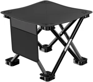 Camping Stool Portable Folding Compact Lightweight Stool Seat for Camping Fishing Hiking Gardening Outdoor Walking Backpacking Travelling (Black-S)