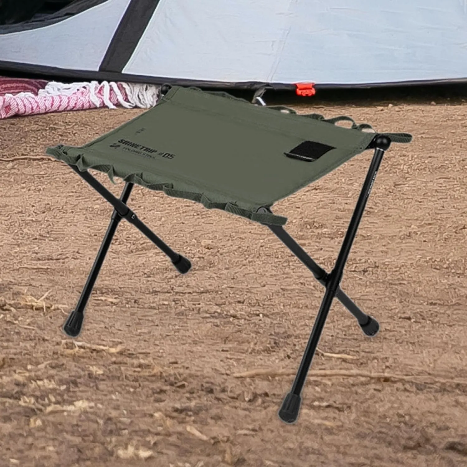 Camping Stool Portable Folding Stool Reusable Practical Fishing Chair Recliner Foot Rest Chair Footrest for Beach, Green
