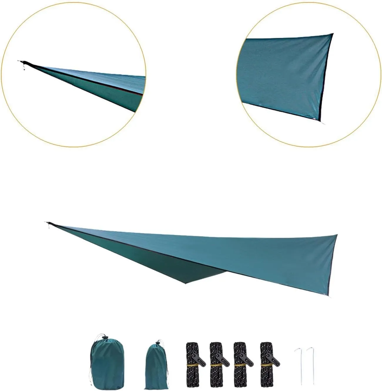 Camping Tarp Camping Canopy Tent Tarp Rain Awning for Outdoor Hiking Yard Fishing, Dark Green