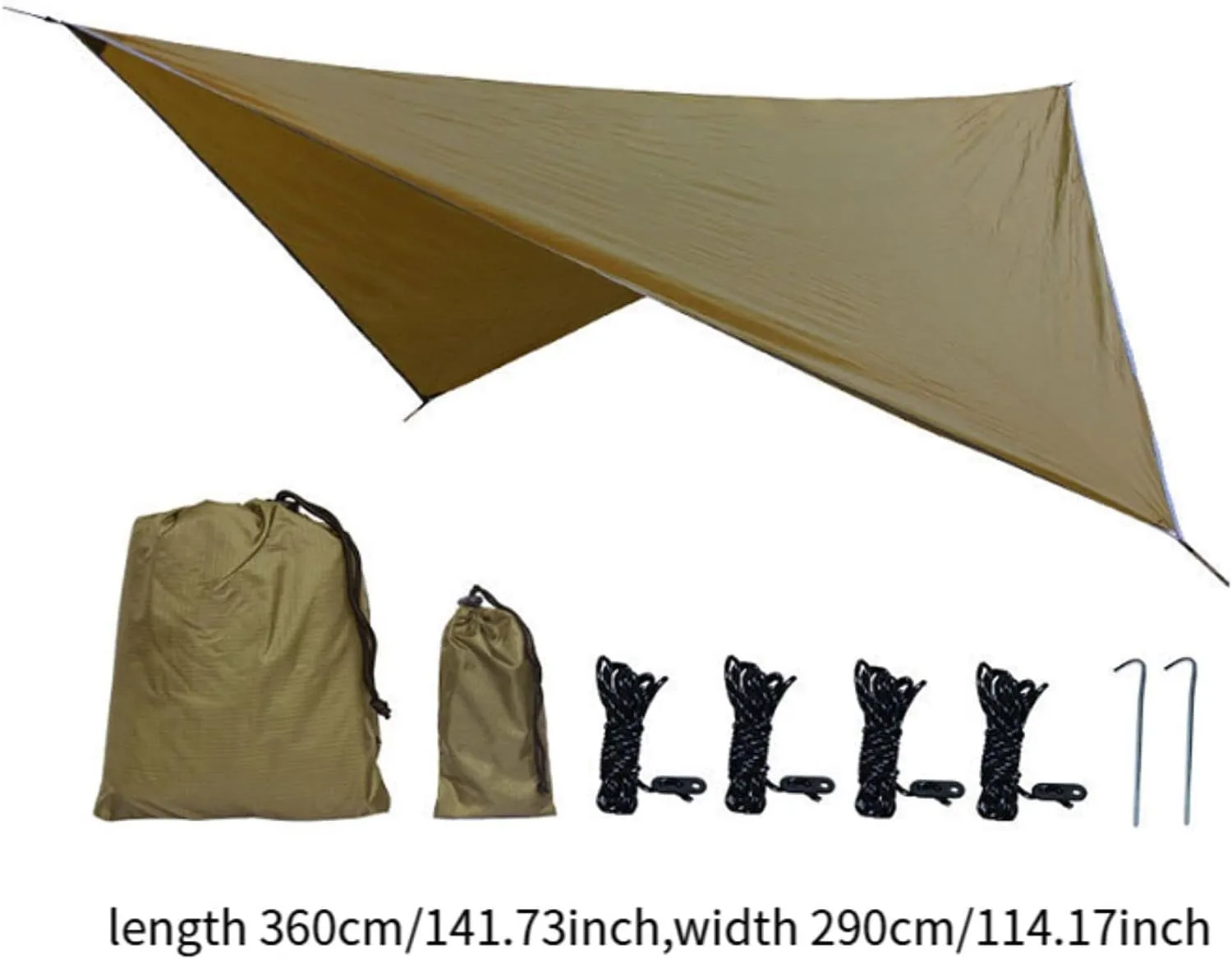Camping Tarp Rain Awning Accessories Portable Camping Tent Tarp Canopy for Hiking Outdoor Activities Traveling Garden, Khaki