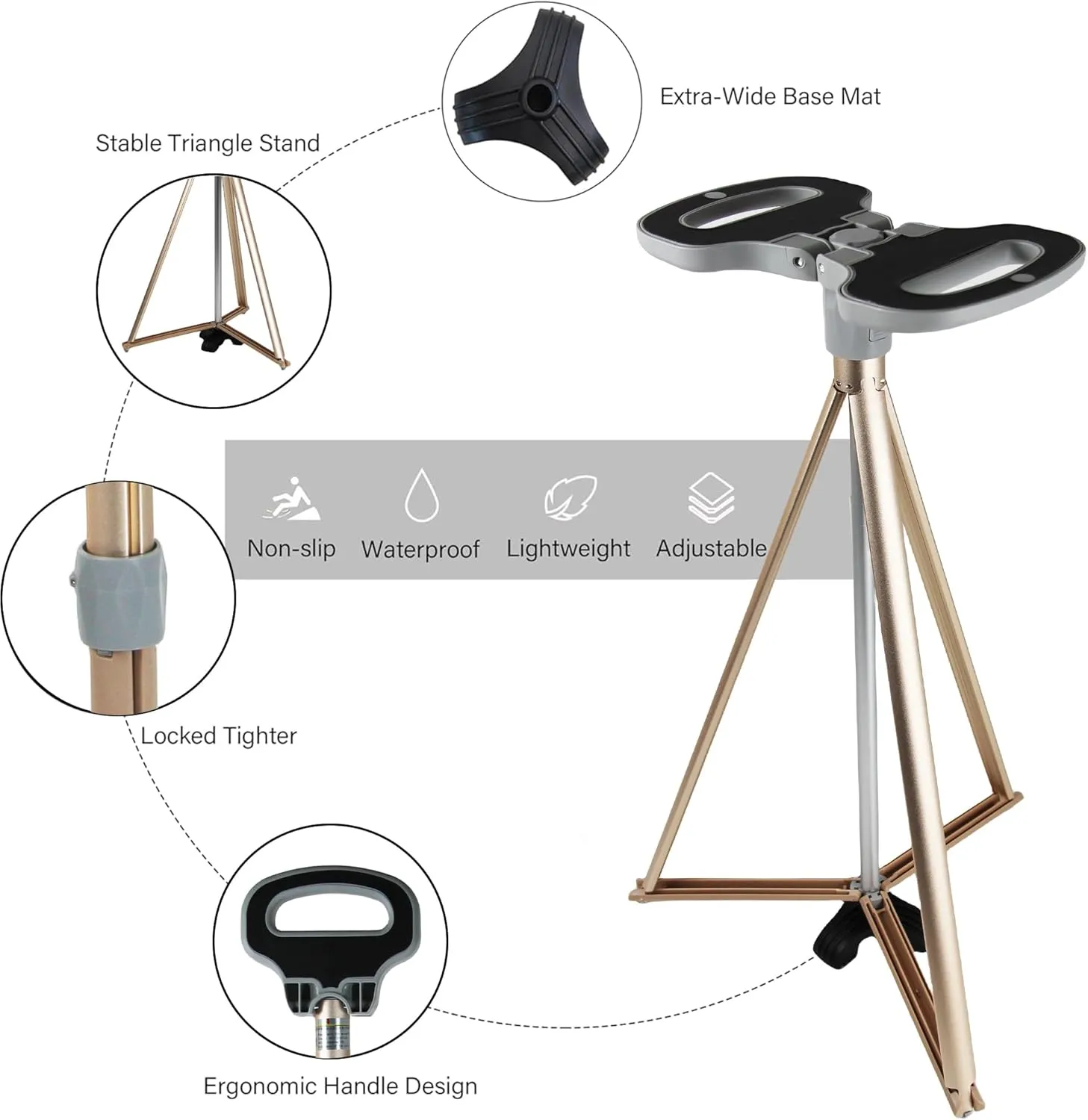 Cane with Seat 2-in-1 Portable Walking Stick with Seat for Men & Women Folding Lightweight Sturdy Tripod Cane Foldable Stool Mobility Aid Crutch Chair with Travel Bag for Elderly, Seniors & Handicap