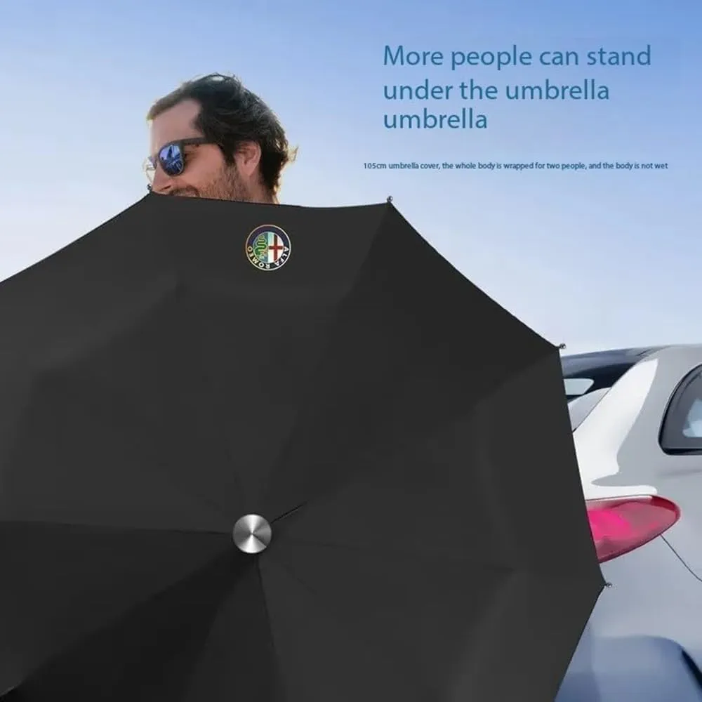 Car Umbrellas for Alfa Romeo 156 GTA Sport Wagon,Printed Car Logo Umbrella Folding Travel Automatic Switch Portable Luggage Travel Sun Protectio for Men Women,A