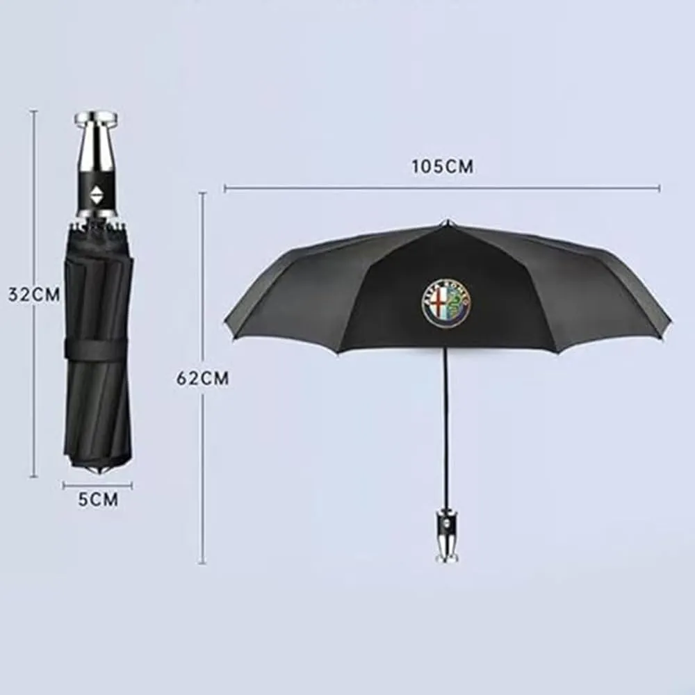 Car Umbrellas for Alfa Romeo 156 GTA Sport Wagon,Printed Car Logo Umbrella Folding Travel Automatic Switch Portable Luggage Travel Sun Protectio for Men Women,A