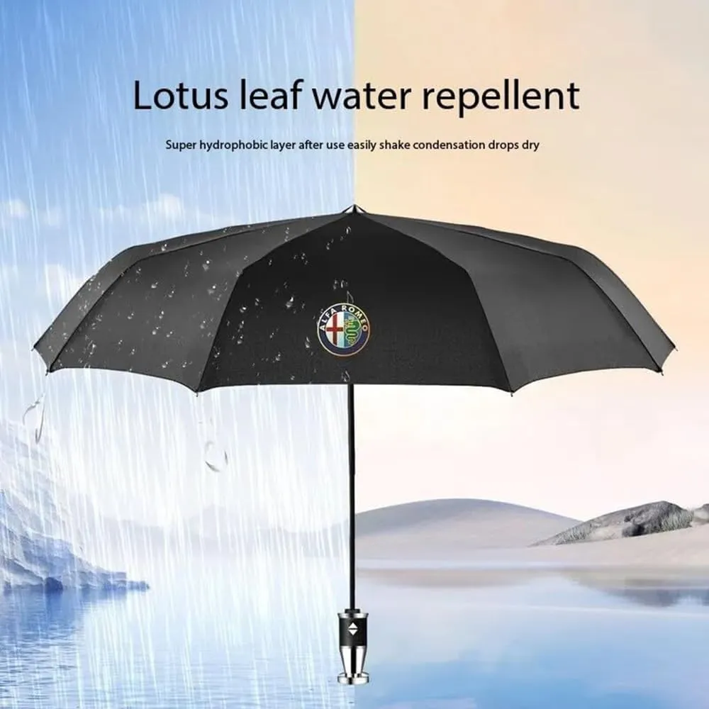 Car Umbrellas for Alfa Romeo 156 GTA Sport Wagon,Printed Car Logo Umbrella Folding Travel Automatic Switch Portable Luggage Travel Sun Protectio for Men Women,A