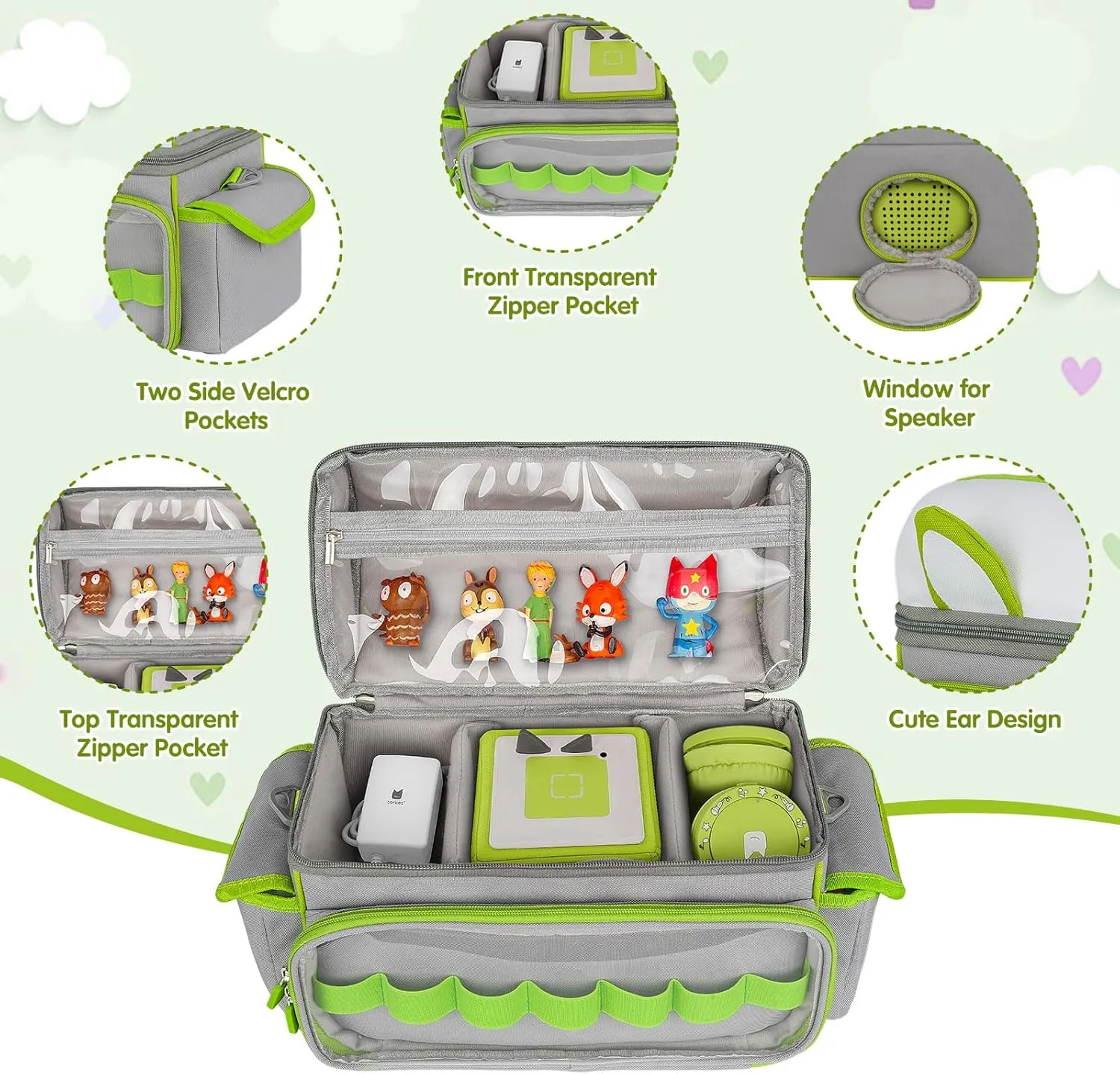 Carrying Case Compatible with Toniebox Starter Set,Cute Storage Bag for Tonies Figures Characters,Tonies Headphones & Accessories