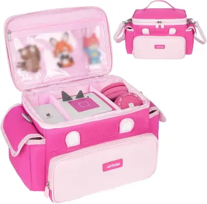 Carrying Case Fits for Toniebox & Little Tikes Story Dream Machine Starter Set, Cute Storage Bag Compatible with Toniebox Audio Player, Tonies Characters and Accessories, Rose Red(Bag Only)