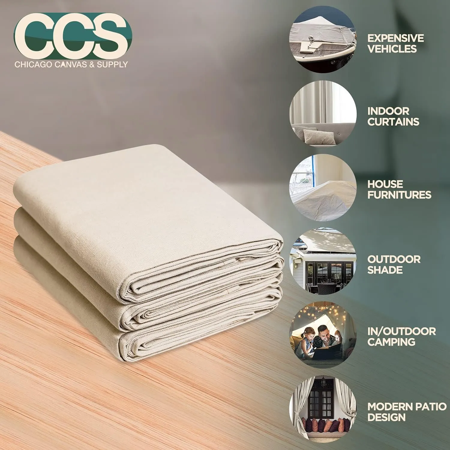 CCS Canvas Drop Cloth for Painting – All Purpose Cotton Duck Cloth Tarp for Curtains, Tablecloths, Backdrops – Washable & Reusable Floor Cover & Dust Sheet for Furniture (4x12 Ft)