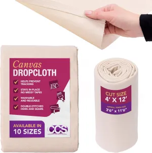 CCS Canvas Drop Cloth for Painting – All Purpose Cotton Duck Cloth Tarp for Curtains, Tablecloths, Backdrops – Washable & Reusable Floor Cover & Dust Sheet for Furniture (4x12 Ft)
