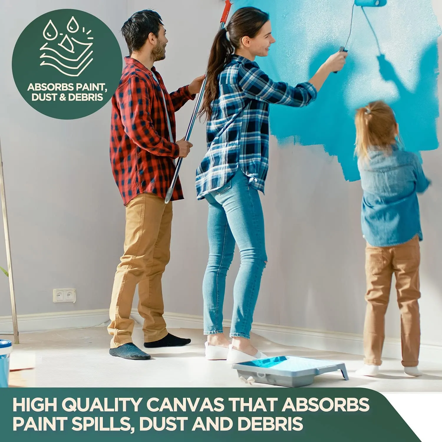 CCS Canvas Drop Cloth for Painting – All Purpose Cotton Duck Cloth Tarp for Curtains, Tablecloths, Backdrops – Washable & Reusable Floor Cover & Dust Sheet for Furniture (4x12 Ft)