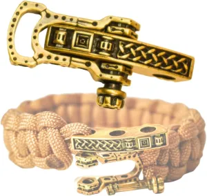 Celtic Style Adjustable Paracord Metal Shackles - Gold 5 Pack
