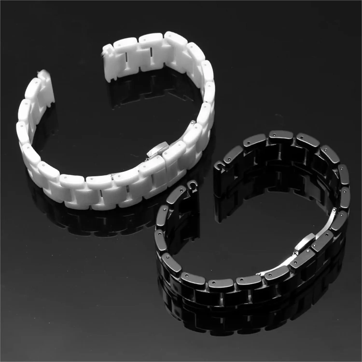 Ceramic Watch Strap 18mm 20mm Replacement Bracelet Stainless Steel Folding Buckle Quick Release Women's Men's Wristband Bracelet