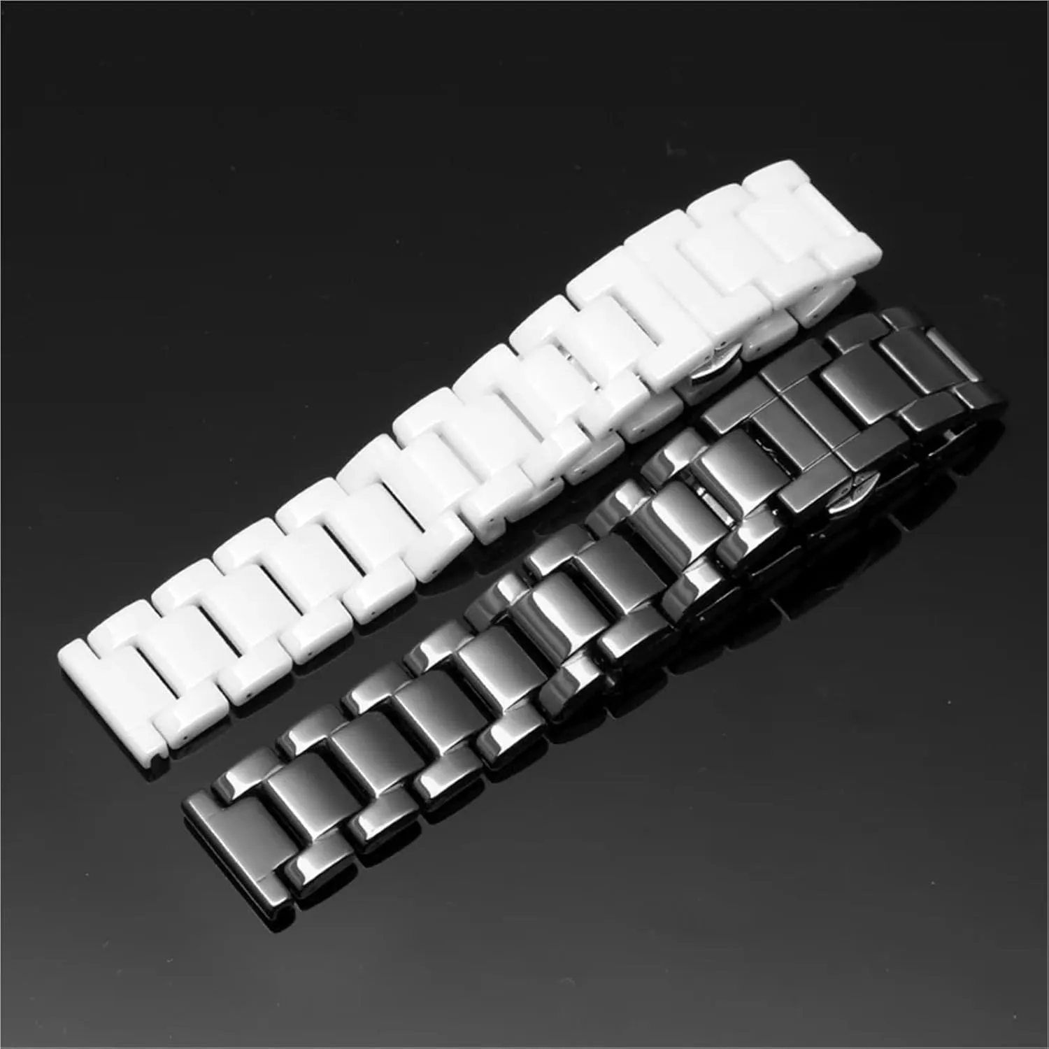 Ceramic Watch Strap 18mm 20mm Replacement Bracelet Stainless Steel Folding Buckle Quick Release Women's Men's Wristband Bracelet