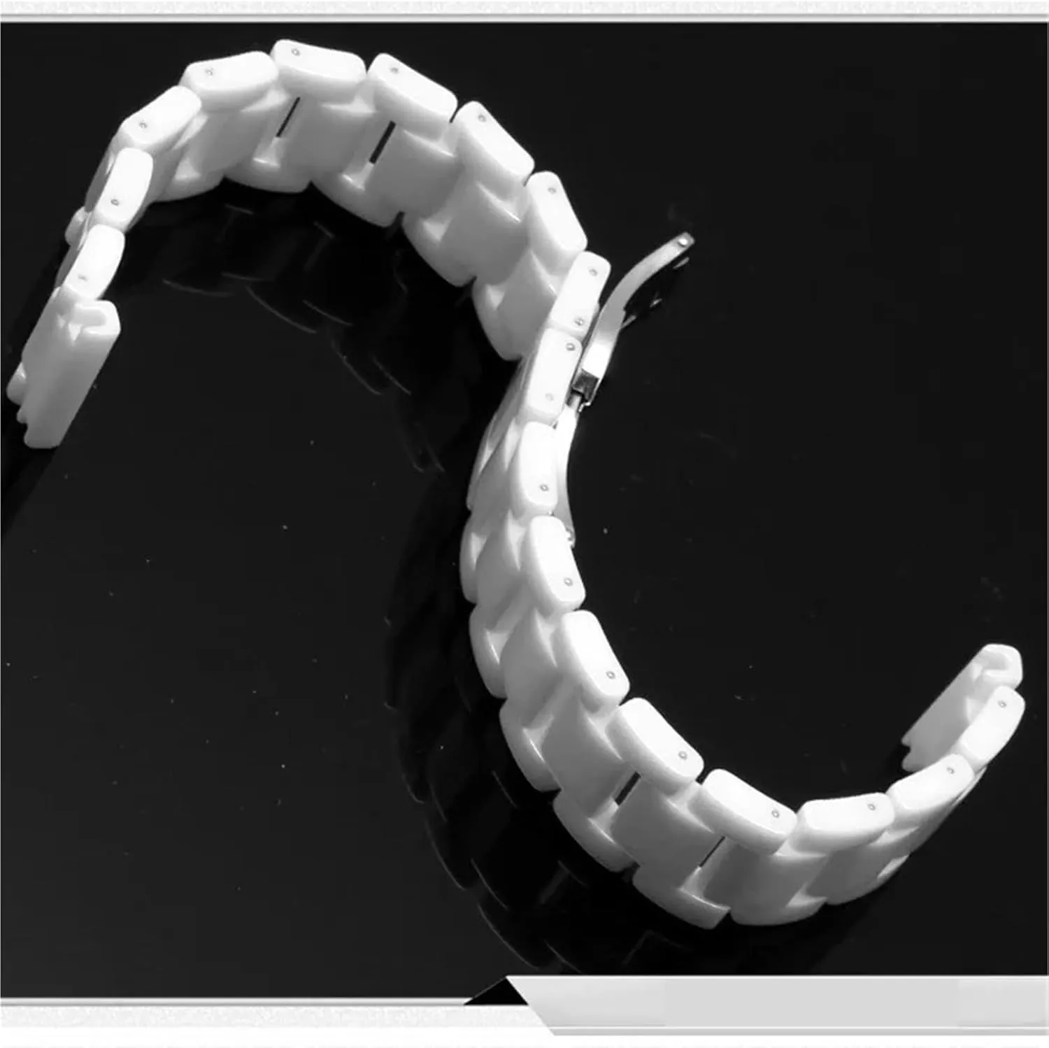 Ceramic Watch Strap 18mm 20mm Replacement Bracelet Stainless Steel Folding Buckle Quick Release Women's Men's Wristband Bracelet