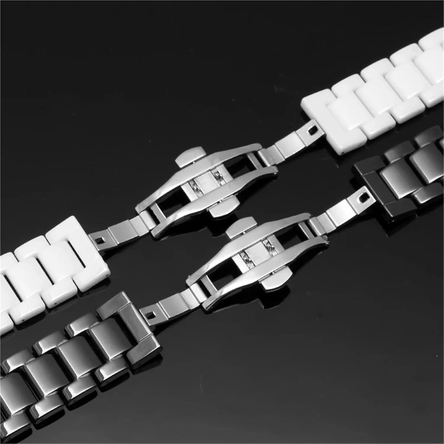 Ceramic Watch Strap 18mm 20mm Replacement Bracelet Stainless Steel Folding Buckle Quick Release Women's Men's Wristband Bracelet