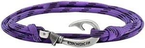 Chasing Fin Adjustable Bracelet 550 Military Paracord with Fish Hook Pendant (Purple Camo)