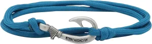 Chasing Fin Fish Hook Pendant Bracelet - Cool 30-Inch Military-Grade 550 Paracord Bracelet & Anklet - Adjustable Size, 100% Nylon Nautical & Fishing Accessory - J-Hook Pendant, Pewter (Sea Blue)