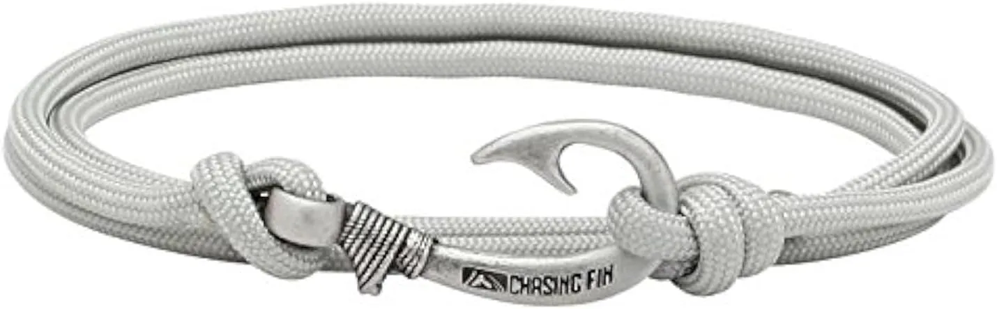 Chasing Fin Fish Hook Pendant Bracelet - Cool 30-Inch Military-Grade 550 Paracord Bracelet & Anklet - Adjustable Size, 100% Nylon Nautical & Fishing Accessory - J-Hook Pendant