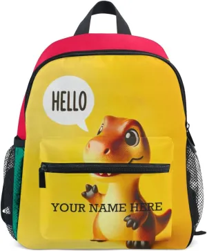 CHIFIGNO Customized Backpack with Name Cute Dinosaur Toddler Backpack for Boys Girls Children Age 4-8 With Chest Clip