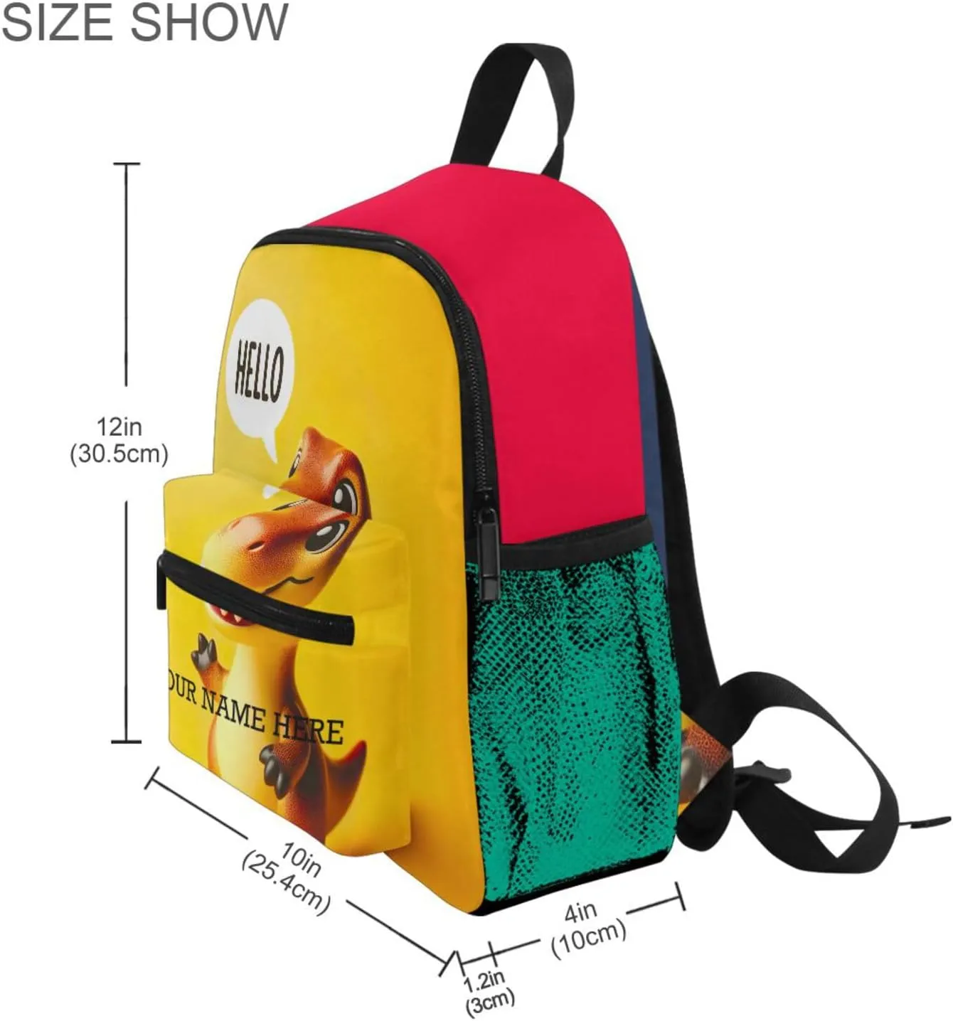 CHIFIGNO Customized Backpack with Name Cute Dinosaur Toddler Backpack for Boys Girls Children Age 4-8 With Chest Clip