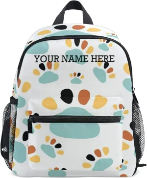 CHIFIGNO Personalized Customized Dog's Footprints Toddler Backpack for Boys Girls Children Schoolbag Age 4-8 With Chest Clip Lightweight