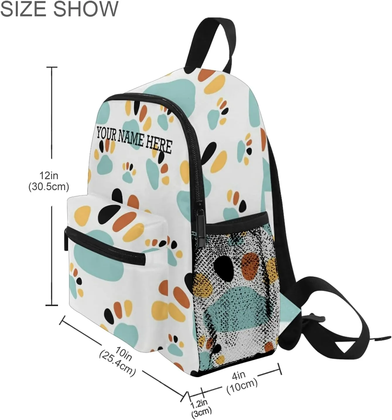 CHIFIGNO Personalized Customized Dog's Footprints Toddler Backpack for Boys Girls Children Schoolbag Age 4-8 With Chest Clip Lightweight