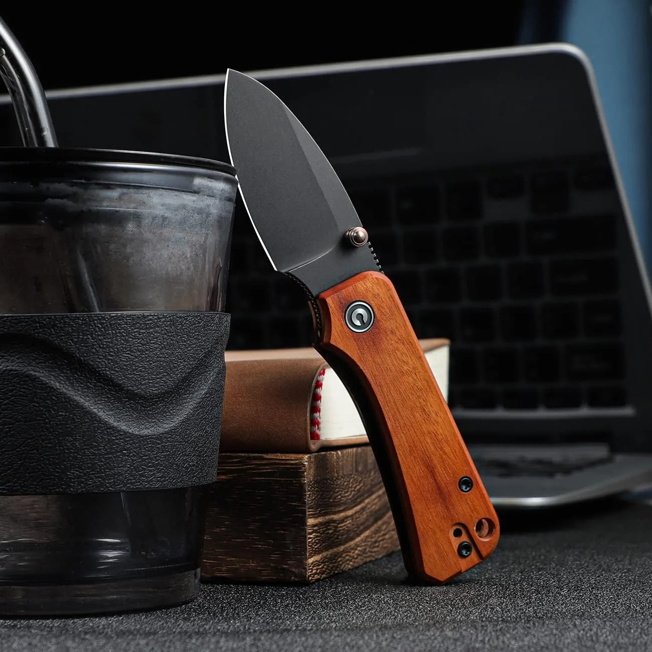 CIVIVI Baby Banter Pocket Knife for EDC, Ben Petersen Folding Knife with 2.34 in Nitro V Steel Blade Cuibourtia Wood Handle, Titanium Thumb Stud Opener C19068SB-2(Wood)