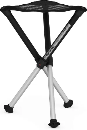 Comfort Model - Black and Silver - 3 Legged Folding Stool in Aluminium - Height 18" to 30" - Maximum Load 440 to 550 Lbs - Made in Sweden