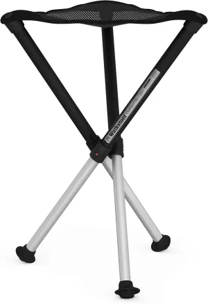 Comfort Model - Black and Silver - 3 Legged Folding Stool in Aluminium - Height 18" to 30" - Maximum Load 440 to 550 Lbs - Made in Sweden