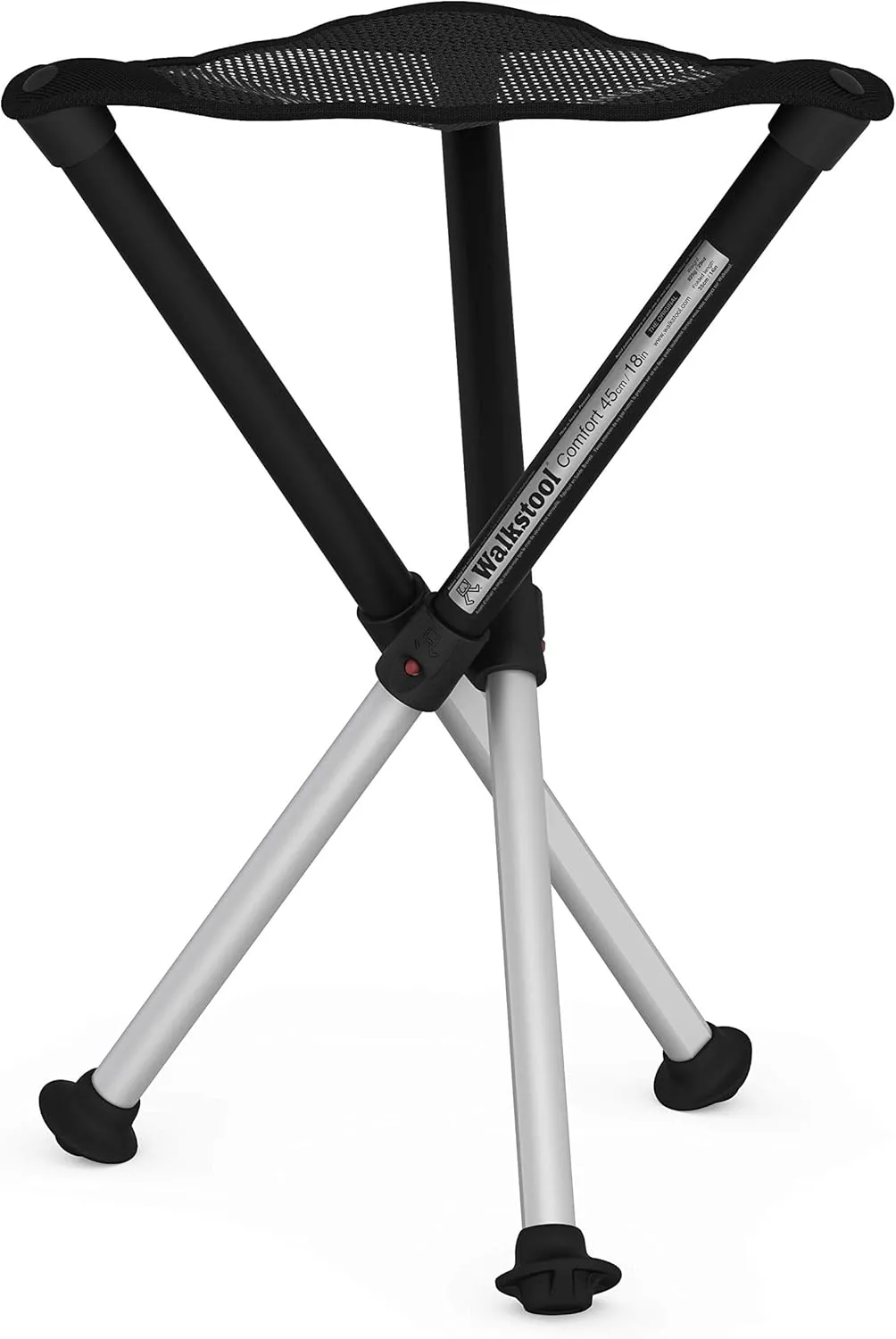 Comfort Model - Black and Silver - 3 Legged Folding Stool in Aluminium - Height 18" to 30" - Maximum Load 440 to 550 Lbs - Made in Sweden