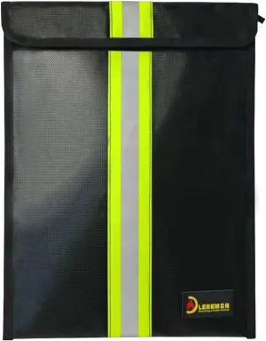 Compact Fireproof and Waterproof Bag for Documents, 15.4 x 11.6 inch, with Reflective Strips, Protection for Passports, Jewelry, Cash, Cards, Fire-Resistant Pouch, Ideal for Travel Office Home