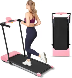Compact Foldable Electric Treadmill for Home Office, 300lbs Compact Running Treadmill for Small Spaces, Lightweight Folding Treadmills with Handle, Apartment Size Treadmill 2.5HP