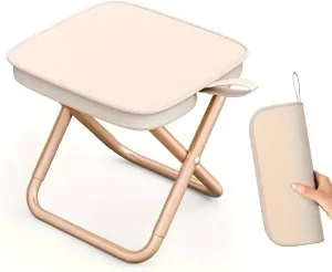 Compact Portable Folding Stool, Lightweight and Sturdy, Adjustable Zipper, for Camping Fishing Hiking Gardening Outdoor Walking Backpacking Travelling and Beach