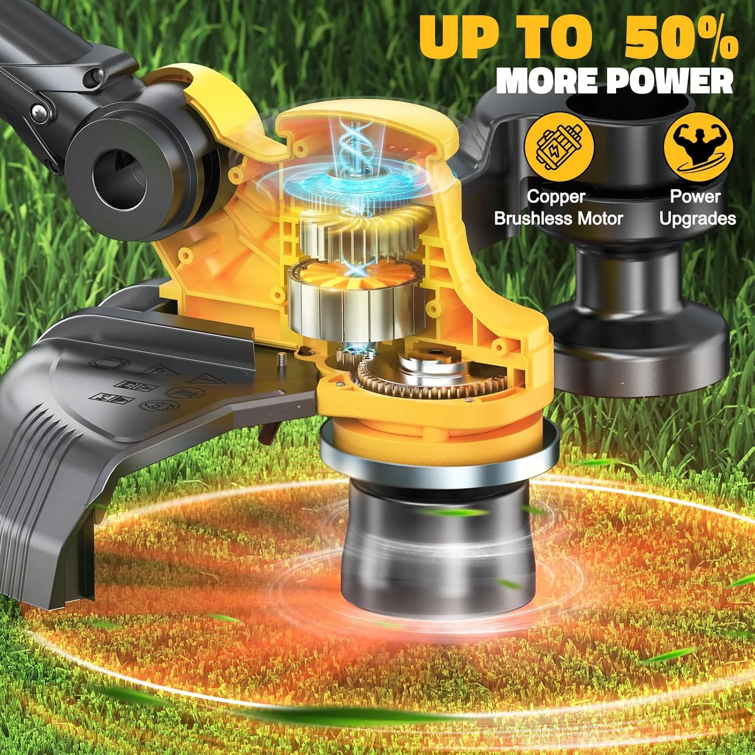 Cordless String Trimmer for Dewalt 20V Battery, Folding 3 in1 Weed Eater with Brushless Motor & Battery Level Display, 11" Electric Weed Wacker/Edger Trimmer/Lawn Mower for Yard Garden (Tool Only)