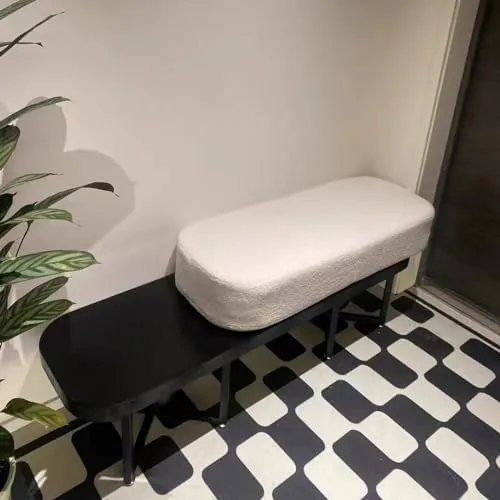 Creative Sofa Bench Entryway Storage Bench for Bedroom Sherpa End of Bed Changing Stool Metal Base for Living Room Bedroom Entryway Hallway(100 * 35 * 45cm, A)