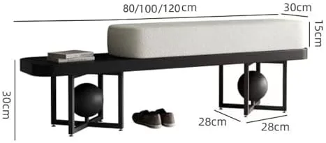 Creative Sofa Bench Entryway Storage Bench for Bedroom Sherpa End of Bed Changing Stool Metal Base for Living Room Bedroom Entryway Hallway(100 * 35 * 45cm, A)
